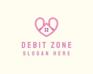 Pink Love Heart Home logo design