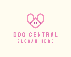 Pink Love Heart Home logo design