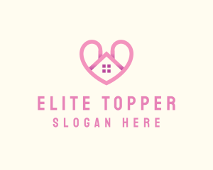 Pink Love Heart Home logo design