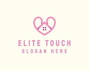 Pink Love Heart Home logo design