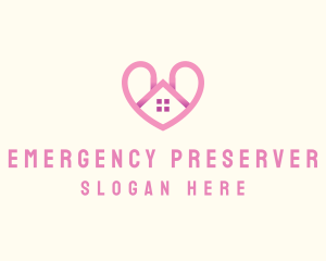 Pink Love Heart Home logo design