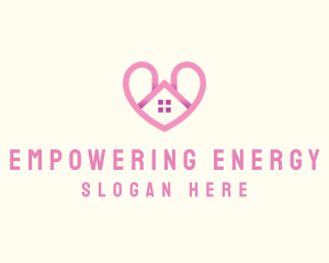 Pink Love Heart Home logo design