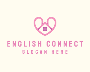 Pink Love Heart Home logo design