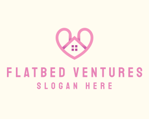 Pink Love Heart Home logo design