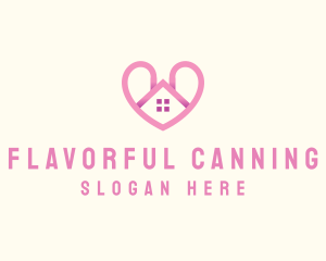 Pink Love Heart Home logo design