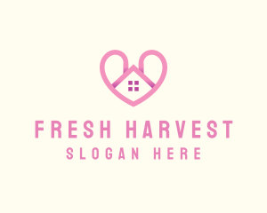 Pink Love Heart Home logo design