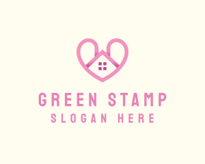 Pink Love Heart Home logo design