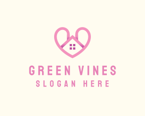 Pink Love Heart Home logo design