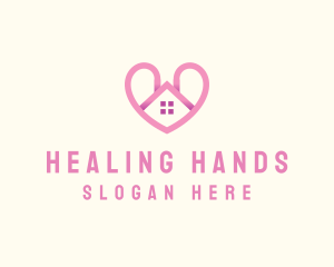 Pink Love Heart Home logo design