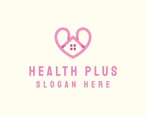 Pink Love Heart Home logo design