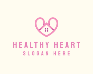 Pink Love Heart Home logo design