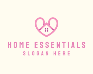 Pink Love Heart Home logo design