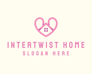 Pink Love Heart Home logo design