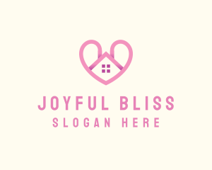 Pink Love Heart Home logo design