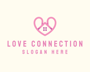 Pink Love Heart Home logo design