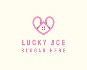 Pink Love Heart Home logo design