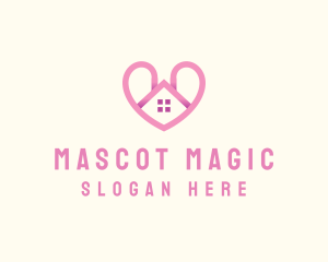 Pink Love Heart Home logo design