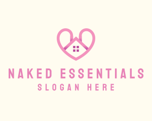 Pink Love Heart Home logo design