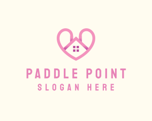 Pink Love Heart Home logo design