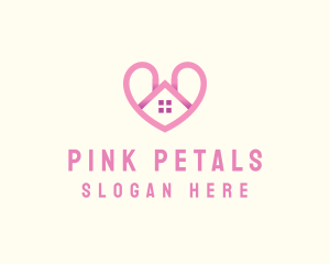 Pink Love Heart Home logo design