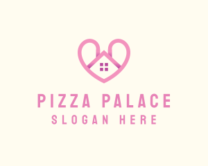 Pink Love Heart Home logo design