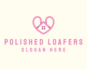 Pink Love Heart Home logo design