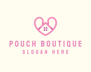 Pink Love Heart Home logo design