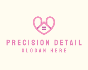 Pink Love Heart Home logo design