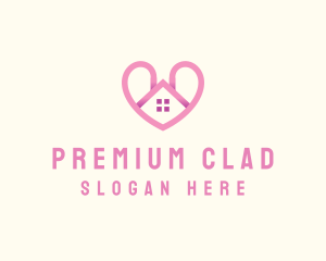 Pink Love Heart Home logo design