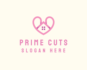 Pink Love Heart Home logo design