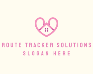 Pink Love Heart Home logo design