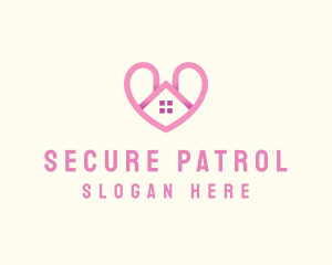 Pink Love Heart Home logo design