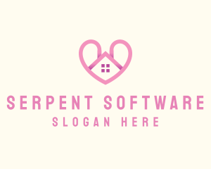 Pink Love Heart Home logo design