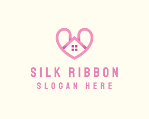 Pink Love Heart Home logo design