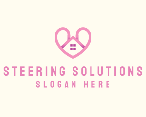 Pink Love Heart Home logo design