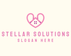 Pink Love Heart Home logo design