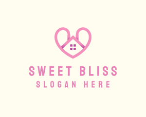 Pink Love Heart Home logo design