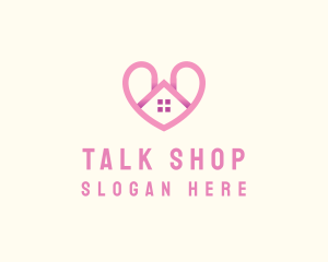 Pink Love Heart Home logo design