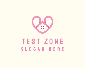 Pink Love Heart Home logo design