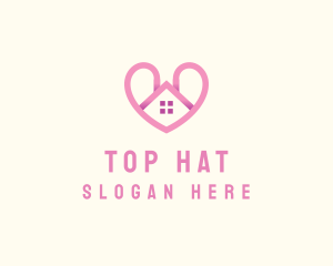 Pink Love Heart Home logo design