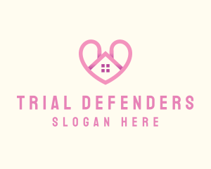 Pink Love Heart Home logo design