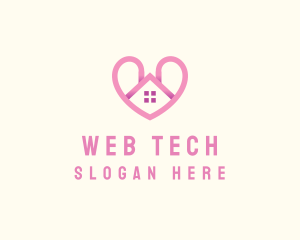 Pink Love Heart Home logo design