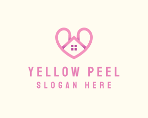 Pink Love Heart Home logo design