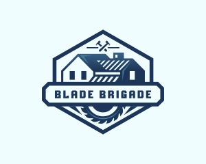 Hammer Saw Blade House Roofing logo design