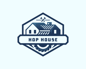 Hammer Saw Blade House Roofing logo design