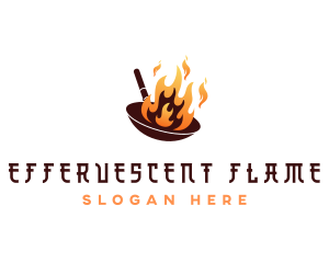 Flaming Cooking Wok logo design