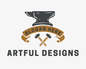 Blacksmith Anvil Banner logo design