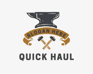 Blacksmith Anvil Banner logo design