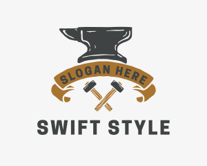 Blacksmith Anvil Banner logo design