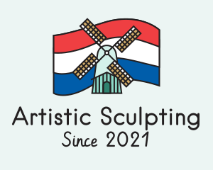 Netherlands Flag Windmill logo design